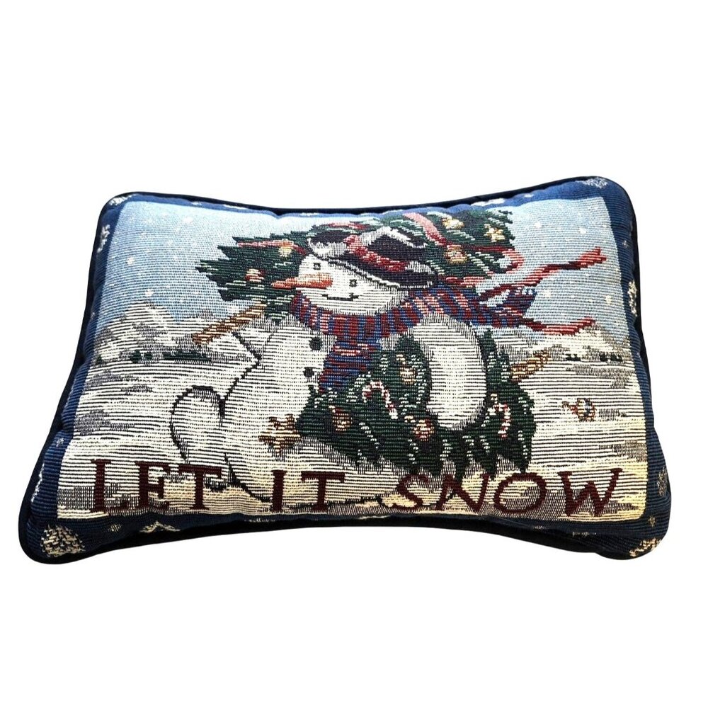 Tapestry Pillow Snowman Let It Snow christmas holiday winter anthropomorphic